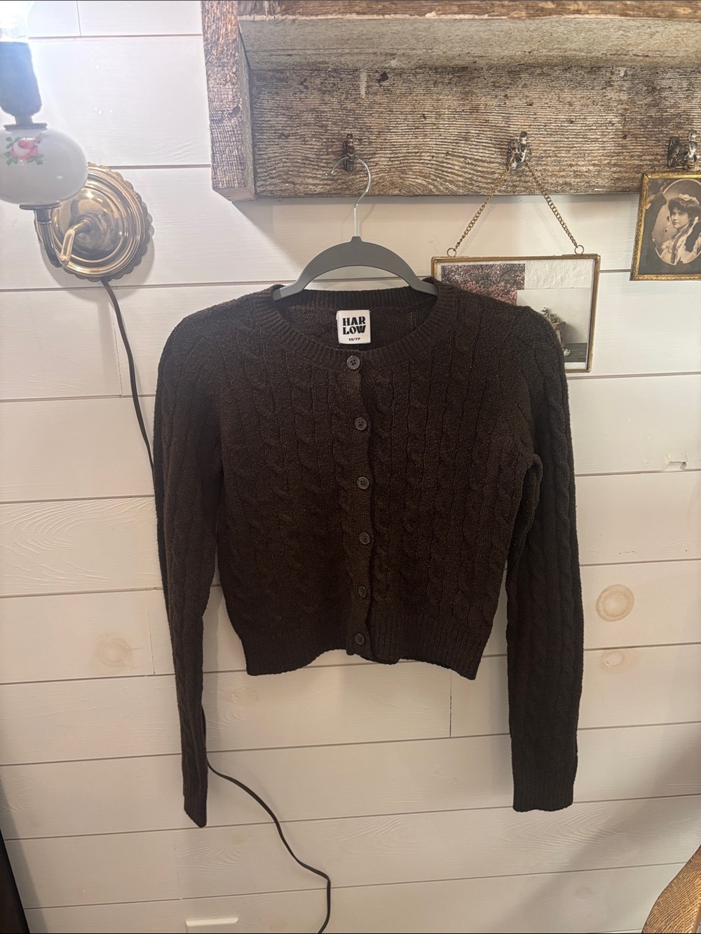 Harlow Chocolate Brown Cable Knit Button-Front Cardigan